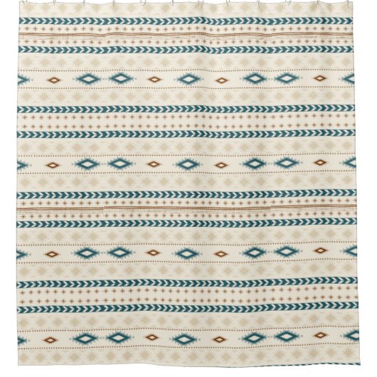 Aztekisches Stammes- Druck-neutrales Braun-beige Duschvorhang (Vorderseite)