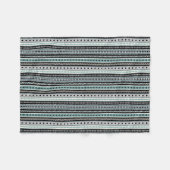 Aztekisches Stammes- Muster-Aqua-Schwarz-Grau Fleecedecke (Vorderseite (Horizontal))