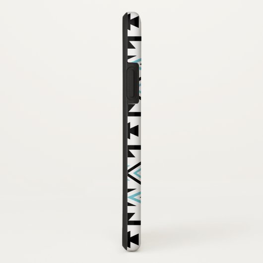 Aztekisches stilisiertes großes schwarzes blaues Case-Mate iPhone hülle (Hinten/Rechts)