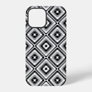 Aztekisches stilisiertes Schwarz-Weiß-Grau-Symbolm iPhone 12 Pro Hülle