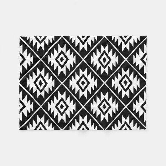 Aztekisches Symbol stilisiertes großes Ptn Weiß Fleecedecke (Vorderseite (Horizontal))