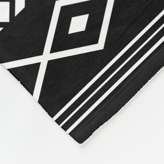Aztekisches Weiß auf Schwarz-Mixed-Motive-Muster Fleecedecke (Ecke)