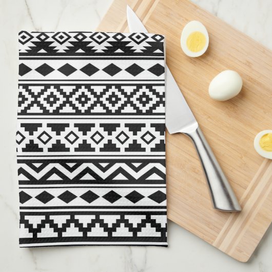 Aztekisches Wesentlich-Muster IIb Schwarzes u. Geschirrtuch (Viertel Falte)