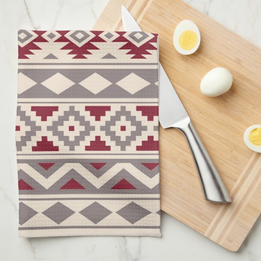 Aztekisches Wesentliches Ptn IIIb Sahnetaupe-Rot Handtuch (Viertel Falte)