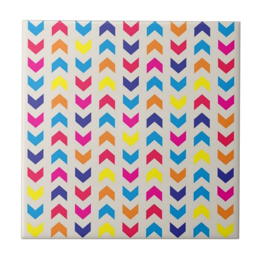 Aztekisches Zickzack buntes Fliese (Vorderseite)