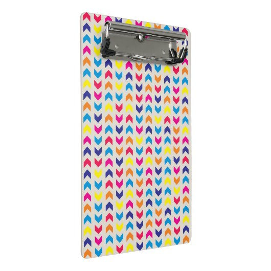 Aztekisches Zickzack buntes Mini Klemmbrett (Schrägansicht)