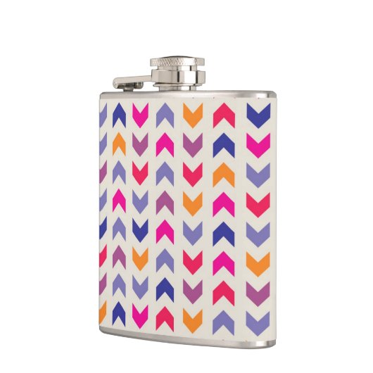 Aztekisches Zickzack buntes Muster Flachmann (Links)