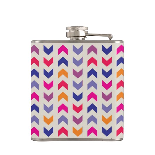 Aztekisches Zickzack buntes Muster Flachmann (Rückseite)