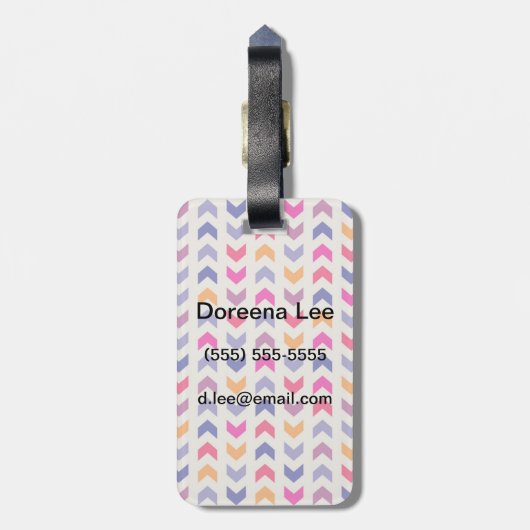 Aztekisches Zickzack buntes Muster Gepäckanhänger (Rückseite vertikal)