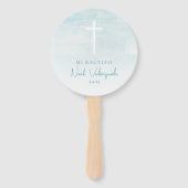 Azul Bautizo Recuerdo Abanico de Mano Hand Fans Fächer (Vorderseite)
