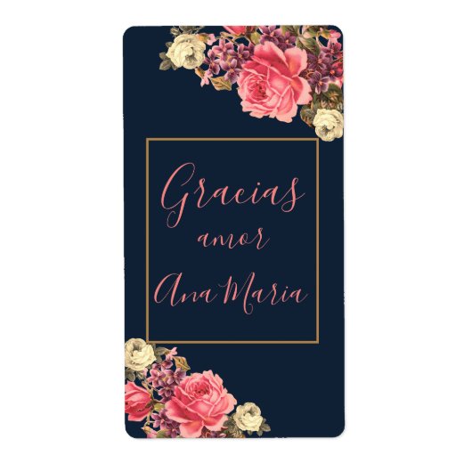 Azul marino Rosa "infundida de amor personalizada" (Vorne)