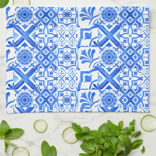 Azul Pattern Geschirrtuch (Gefaltet)