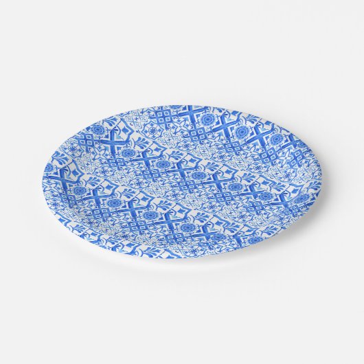 Azul Pattern Pappteller (Schrägansicht)