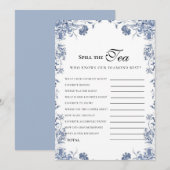  azul presupuesto Bridgerton Bridal Shower Game Einladung (Vorne/Hinten)