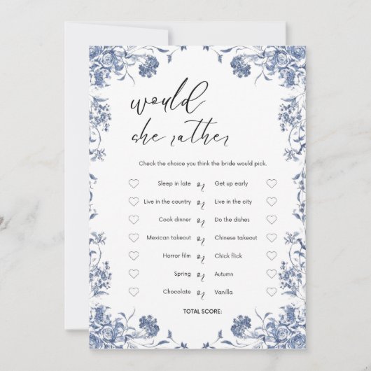  azul presupuesto Bridgerton Bridal Shower Game Einladung (Vorderseite)