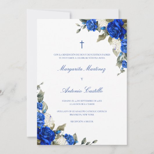 Azul Real Invitacion de Boda Cristiana Wedding Einladung (Vorderseite)