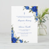 Azul Real Invitacion de Boda Cristiana Wedding Einladung (Stehend Vorderseite)