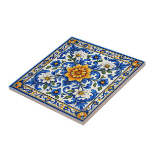 Azul Solara — Grand Floral Azulejo Fliese