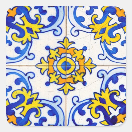 Azulejo Art Tile Quadratischer Aufkleber (Vorderseite)
