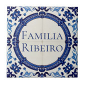 Azulejo Blau Benutzerdefiniertes Haus Namensschild Fliese (Vorderseite)
