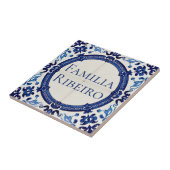 Azulejo Blau Benutzerdefiniertes Haus Namensschild Fliese (Seite)