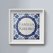 Azulejo Blau Benutzerdefiniertes Haus Namensschild Fliese