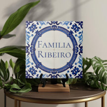 Azulejo Blau Benutzerdefiniertes Haus Namensschild