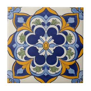 Azulejo blau gelb und grün Mosaik vintage Fliese