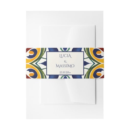 Azulejo Blau Portugiesisches Mittelmeer verziert Einladungsbanderole (Vorderseite Beispiel)