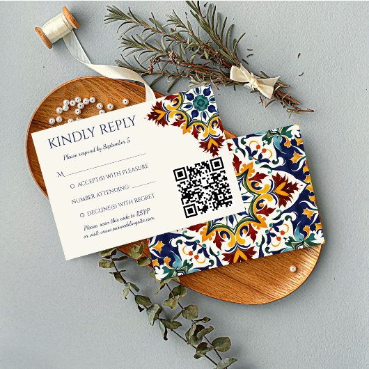 Azulejo Blau RSVP Karte