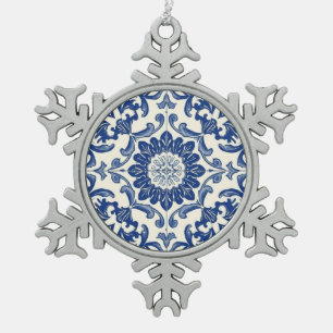 Azulejo blau-weißes Mosaik vintage Großhandel Schneeflocken Zinn-Ornament