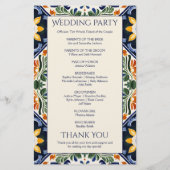 Azulejo-blaue Talavera-mexikanische Hochzeitsprogr (Rückseite)