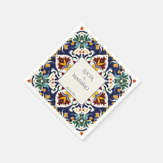 Azulejo Blauer Mittelmeertraum gedruckt Serviette (Ecke)