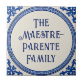 Azulejo Blue Custom House Name Plate Plaque Sign  Fliese (Vorderseite)