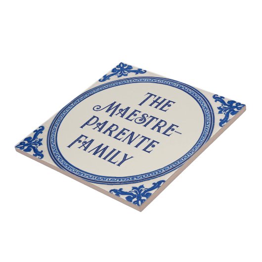 Azulejo Blue Custom House Name Plate Plaque Sign Fliese (Seite)