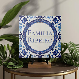 Azulejo Blue Custom House Name Plate Plaque Sign Fliese