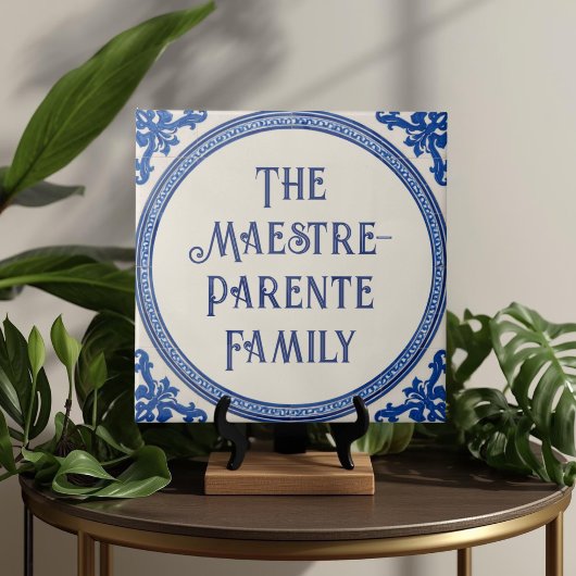 Azulejo Blue Custom House Name Plate Plaque Sign  Fliese