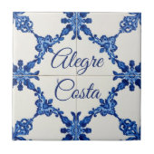 Azulejo Blue Custom House Name Plate Plaque Sign Fliese (Vorderseite)