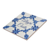 Azulejo Blue Custom House Name Plate Plaque Sign Fliese (Seite)