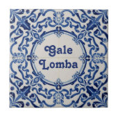 Azulejo Blue Custom House Name Plate Plaque Sign Fliese (Vorderseite)
