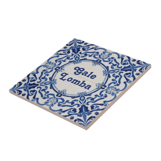 Azulejo Blue Custom House Name Plate Plaque Sign Fliese (Seite)