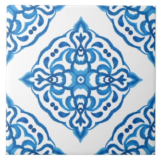 Azulejo Blue Damask Fliese (Vorderseite)