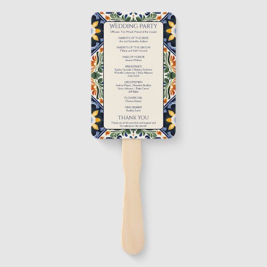 Azulejo blue Talavera Fächer (Rückseite)