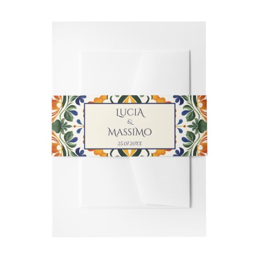 Azulejo blue Talavera Vintage mexikanische Hochzei Einladungsbanderole (Vorderseite Beispiel)