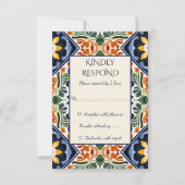Azulejo blue Talavera Vintage mexikanische Hochzei RSVP Karte (Vorderseite)