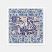 Azulejo Blue Tile Cocktail Napkins Serviette (Vorderseite)