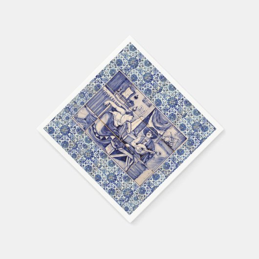 Azulejo Blue Tile Cocktail Napkins Serviette (Ecke)