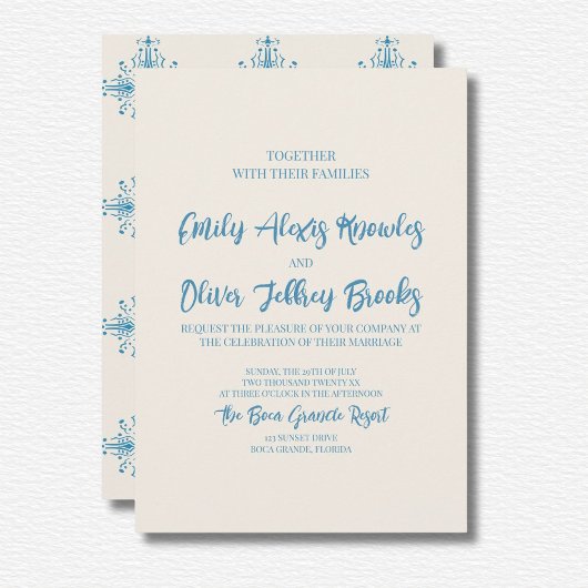 Azulejo Blue Wedding Einladung