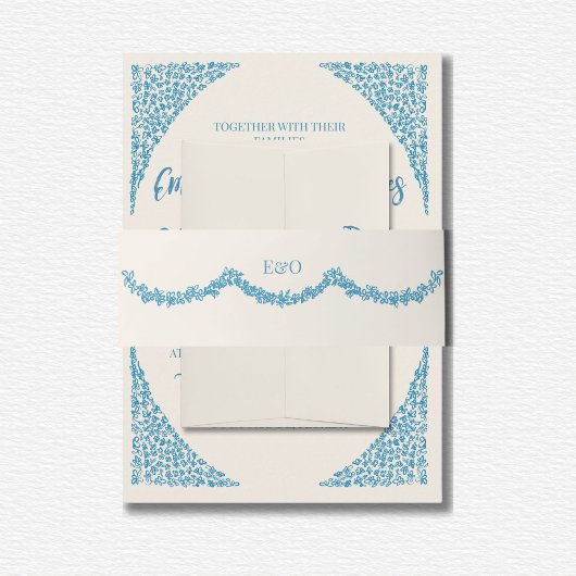 Azulejo Blue Wedding Einladungsbanderole