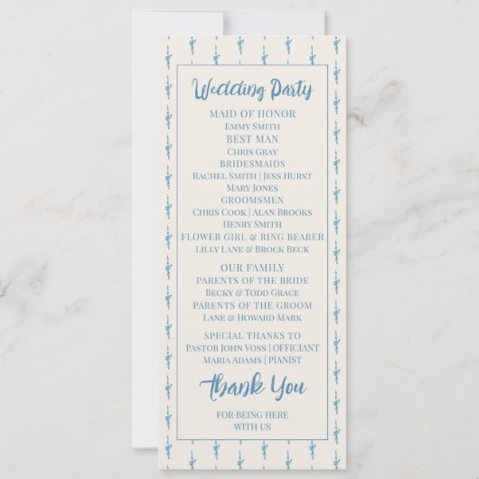 Azulejo Blue Wedding Program (Rückseite)